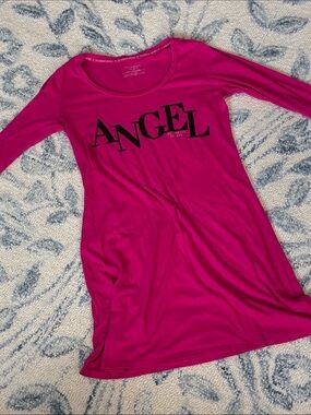 Victoria's Secret Hot Pink ANGEL Long Sleeve Nightshirt